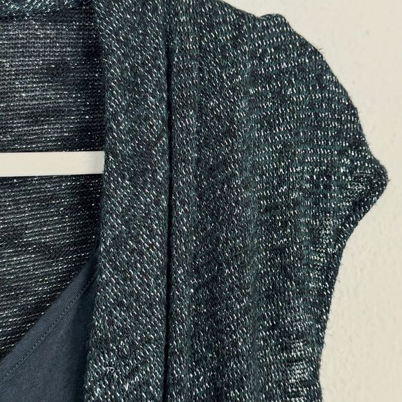 Ella Moss Black Layered Sweater Top Metallic M - Picture 2 of 7